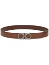Ferragamo Adjustable Gancini-buckle Belt In Brown
