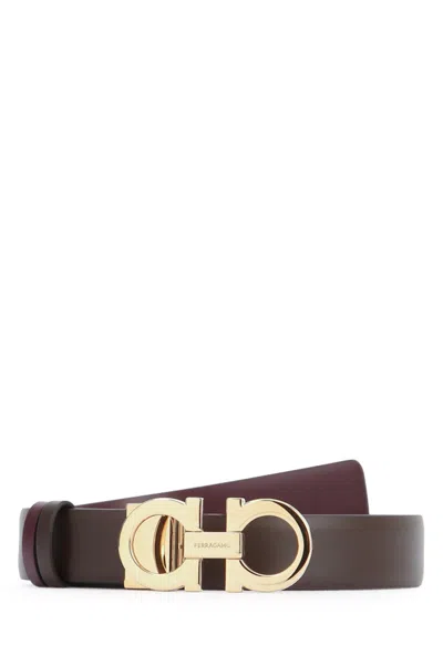 Ferragamo Brown Logo Buckle Reversible Belt