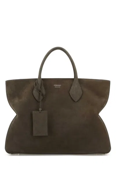 Ferragamo Brown Logo Large Tote