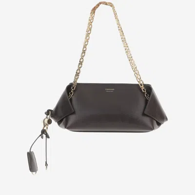 FERRAGAMO BROWN LOGO SHOULDER BAG