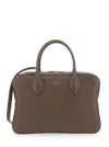 Ferragamo Brown Handbag With Three Zips And Logo Printed On The Front