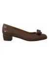 Ferragamo Brown Naplak Calf Leather Pumps Shoes In Brown