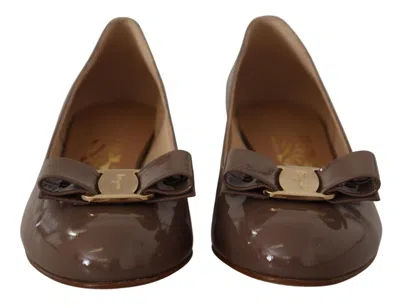 Ferragamo Brown Naplak Calf Leather Pumps Shoes