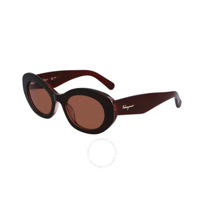 Ferragamo Brown Oval Ladies Sunglasses Sf1080s 211 53