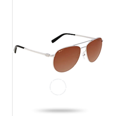 Ferragamo Brown Pilot Sunglasses Sf157s 045 60 In Brown / Silver