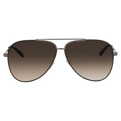 Ferragamo Brown Pilot Unisex Sunglasses Sf131s 211 60