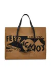 Ferragamo Women's Raffia Bag With Leather Trim In Brown