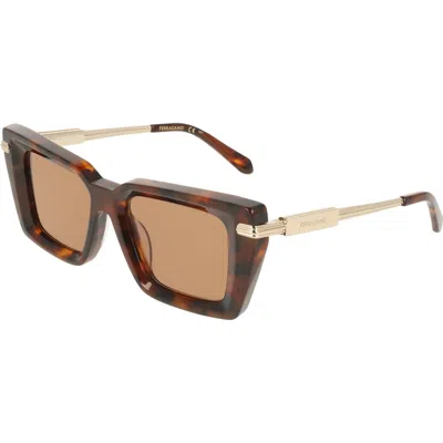 Ferragamo Brown Rectangular Ladies Sunglasses Sf2089s 240 52