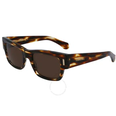 FERRAGAMO FERRAGAMO BROWN RECTANGULAR MEN'S SUNGLASSES SF2011S 216 53