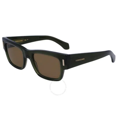 FERRAGAMO FERRAGAMO BROWN RECTANGULAR MEN'S SUNGLASSES SF2011S 320 53