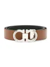 Ferragamo Double Gancio Reversible Belt In Brown