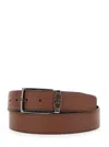 Ferragamo Brown Reversible Belt With Gancini Buckle In Leather Man In Multi