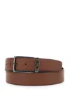 Ferragamo Brown Reversible Belt With Gancini Buckle In Leather Man In Multicolor