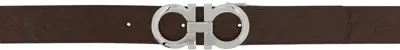 Ferragamo Brown Reversible Gancini Belt In Tabacco || Nero