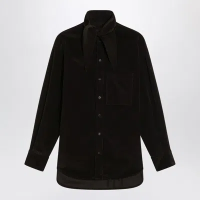 FERRAGAMO FERRAGAMO  BROWN SHIRT IN RIBBED VELVET
