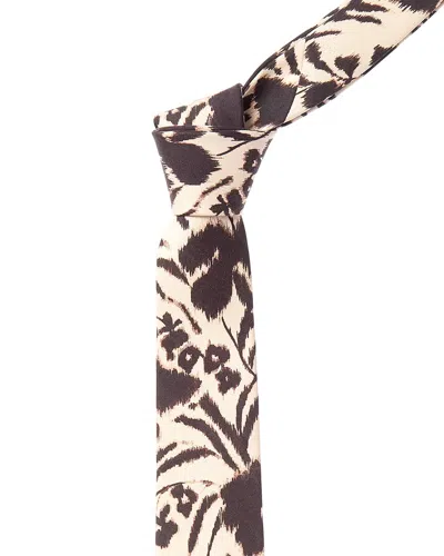 Ferragamo Brown Silk Tie In White