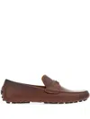 Ferragamo Gancini-ornament Driver Loafers In Brown