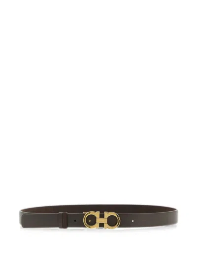 Ferragamo Brown Solid Reversible Belt
