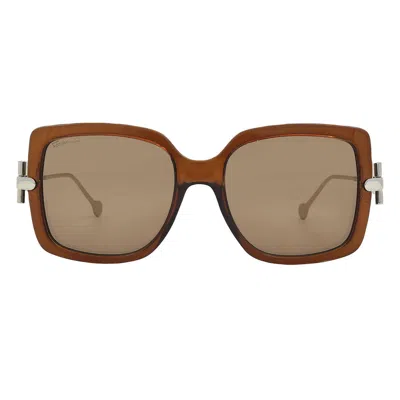Ferragamo Brown Square Ladies Sunglasses Sf913s 210 55