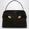 Ferragamo Brown Suede Hug Soft Xl Shoulder Bag In Brown