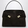 Ferragamo Brown Suede Hug Soft Xl Shoulder Bag In Brown