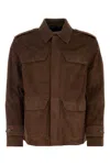 Ferragamo Brown Suede Jacket In Brown