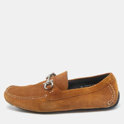 Pre-owned Ferragamo Brown Suede Parigi Loafers Size 43