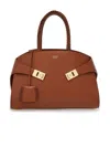 Ferragamo Small The Hug Leather Tote Bag In Brown