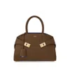 Ferragamo Women Brown Calf-length Toggle Fastening Gancini Buckle Two Rolled Top Handles Logo S