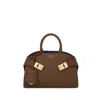 Ferragamo Women Brown Calf-length Toggle Fastening Gancini Buckle Two Rolled Top Handles Logo S