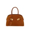 Ferragamo Hug S Beige Handbag With Logo And Gancini Buckle In Leather Woman In Brown