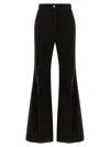 Ferragamo Striped Flared Velvet Trousers In Black