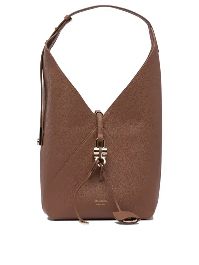 Ferragamo Browncalf Goat Lining Shoulder Bags