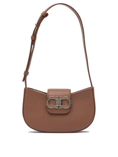 Ferragamo Browncalf Lamb Lining Shoulder Bags