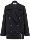 Ferragamo Brushed-finish Peacoat In Black