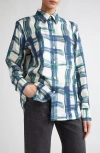 Ferragamo Brushstroke Print Silk Button-up Shirt