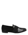 Ferragamo Bryden Suede And Patent-leather Loafers In Black