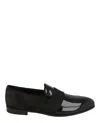 Ferragamo Bryden Suede And Patent-leather Loafers In Black