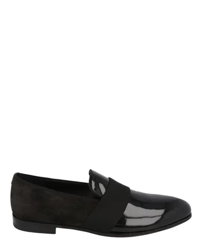 Ferragamo Bryden Suede And Patent-leather Loafers In Black