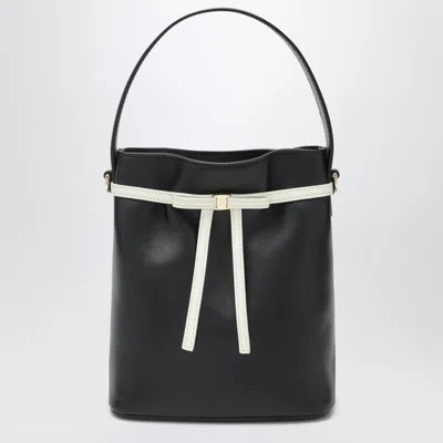 FERRAGAMO FERRAGAMO BUCKET BAG BLACK/MASCARPONE WITH BOW WOMEN