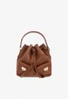 Ferragamo Bucket Bag In Hammered Leather In Brown