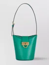Ferragamo Bucket Bags With Gold-tone Hardware And Top Handle In Green