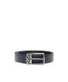 Ferragamo Square Anim Midnight Dark Blue Belt In Black
