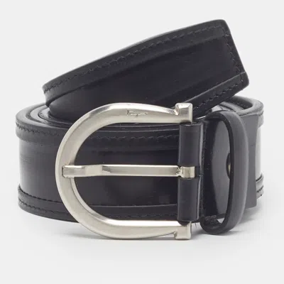 Pre-owned Ferragamo Buckle Belt Black Leather