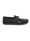 Ferragamo Men Parigi Gancini Leather Drivers Loafers Pebbled T Moro In Black