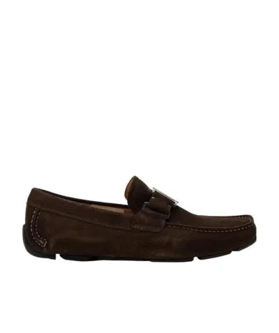 Ferragamo Buckle Business Casual Shoes In Black