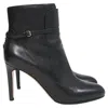 Ferragamo Buckle Detail Heeled Ankle Boots In Black Leather In Black