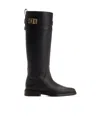 Ferragamo Tall Square-toe Boots Gold Hardware In Black