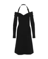 Ferragamo Knit Midi Dress With Gancini Buckle In Black
