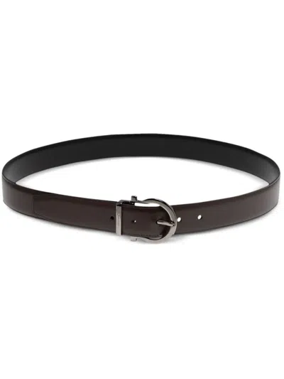 Ferragamo Buckle-fastening Leather Belt In Brown